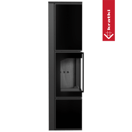Oceľové kachle na drevo KRATKI TORA/L 8 kW Ø 150 čierny sklenený panel čierny thermotec samozatváracie dvierka