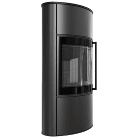Estufa de leña de acero BJORN/W Ø 150 8 kW revestimiento thermotec negro puerta de cierre automático