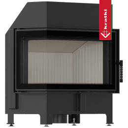 Insert cheminée KRATKI ZIBI ECO 9,9 kW Ø 180 angle gauche, porte à fermeture automatique