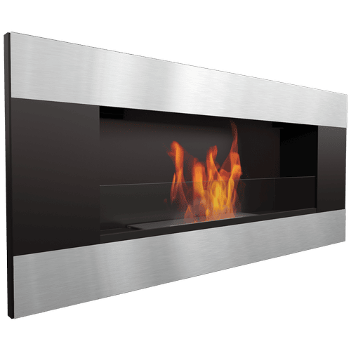 Wall mounted Bioethanol fireplace DELTA2 Horizontal TÜV with glazing