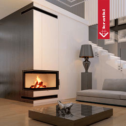 Kamineinsatz aus Stahl KRATKI MBO links 15 kW Ø 200