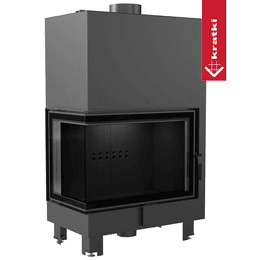 Vízmelegítő kandalló KRATKI MBA balra 17 kW Ø 200 fekete thermotec béléssel
