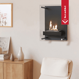 Wall mounted Bioethanol fireplace GLASS with glazing