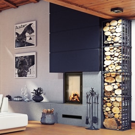 Steel fireplace NADIA 9 kW Ø 200 self closing door