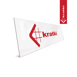 Tablica biała z czerwonym logo Kratki na dibondzie 75x20cm