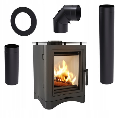 Wood burning cast iron stove K5 7 kW Ø 150 with accessories
