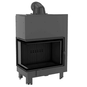 Steel fireplace MBA left 17 kW Ø 200 black thermotec