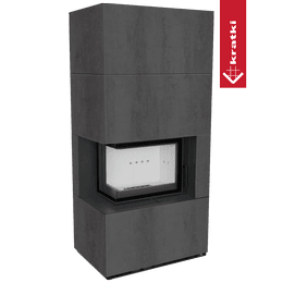 Modulárny krb KRATKI FLOKI BOX ľavý 8 kW Ø 160 PIETRA DI SAVOIA ANTRANCITE BOCCIARDATA