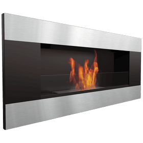 Wall mounted Bioethanol fireplace DELTA2 Horizontal TÜV with glazing