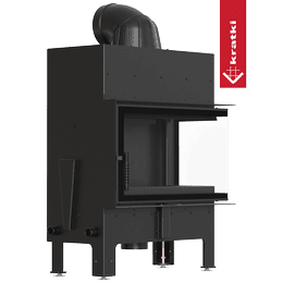 Stalen haard KRATKI FLOKI M rechts 10 kW Ø 200 zwart thermotec
