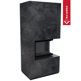 Cheminée modulaire KRATKI FLOKI BOX droite 8 kW Ø 160 Quartz fritté OSSIDO NERO thermotec noir
