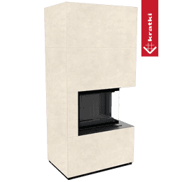 Модульный камин KRATKI FLOKI BOX правый 8 кВт Ø 160 кварцевый агломерат FOKOS TALCO черный термотек