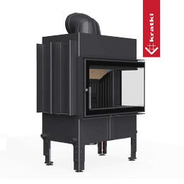 Steel fireplace KRATKI NORRA right 9.9 kW Ø 200 black thermotec