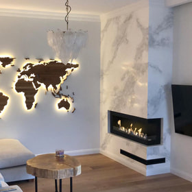 Wall mounted Bioethanol fireplace DELTA right-sided 120 cm TÜV