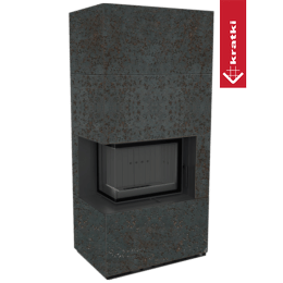 Modulární krb KRATKI FLOKI BOX levá 8 kW Ø 160 křemenný sintr OXIDE NERO černá Thermotec