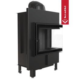 Steel fireplace KRATKI LUCY SLIM right 8 kW Ø 160 black thermotec