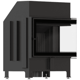 Kamineinsatz KRATKI ZIBI ECO 9,9 kW Ø 180 Eck rechts, schwarze Verkleidung