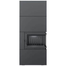 Camino Modulari Simple Box 8 kW Ø 200 Black porta a chiusura automatica