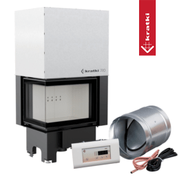 Intelligens acél kandalló KRATKI VNL 610/430 9 kW Ø 200 Lift-up MSK
