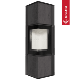 Oceľové kachle na drevo KRATKI TORA/M 8 kW Ø 150 quartz sinter NATURALI PIETRA DI SAVOIA ANTRANCITE BOCCIARDATA samozatváracie dvierka