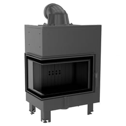 Kamineinsatz aus Stahl KRATKI MBM links 10kW Ø200 gebogenes Glas schwarz Verkleidung