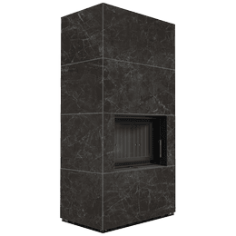 Moduļu kamīns KRATKI FLOKI BOX 8 kW Ø 160 kvarca aglomerāts NATURALI NERO GRECO melns termotec