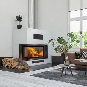 Smart steel fireplace MBM left 10 kW Ø 200 MSK