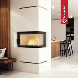 Kamineinsatz aus Stahl KRATKI MBO rechts 15 kW Ø 200