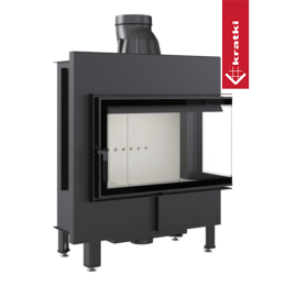 Steel fireplace KRATKI LUCY right 14 kW Ø 200 self closing door