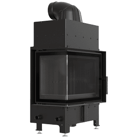 Insert cheminée en acier FLOKI S gauche 8 kW Ø 160 revêtement noir porte à fermeture automatique