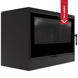 Oceľové kachle na drevo KRATKI KARI 95 Ø 180 14 kW čierne thermotec samozatváracie dvierka