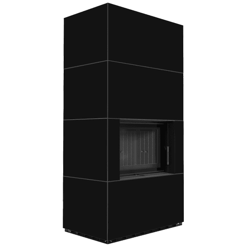 Modular fireplace FLOKI BOX 8 kW Ø 160 quartz sinter NERO ASSOLUTO black thermotec