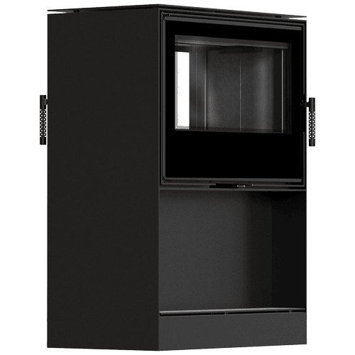 Tunelové krbové kachle na drevo KRATKI KARI 80 12 kW Ø 180 s priestorom na drevo, čierny thermotec