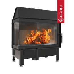 Steel air fireplace KRATKI ZIBI left BS 11 kW Ø 180 black lining
