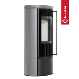 Kachel ERIK Ø150 5 5kW GREY SATIN keramiek handvat van exotisch hout Jatoba