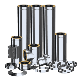 Chimney set fi180 double-wall stainless steel on foundation
