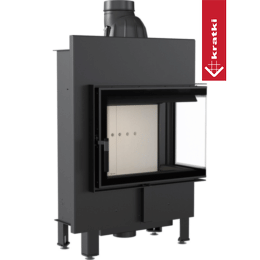 Kamineinsatz aus Stahl KRATKI LUCY SLIM rechts 8 kW Ø 160 mit Türfeder