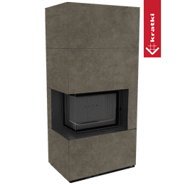 Модульный камин KRATKI FLOKI BOX левый 8 кВт Ø 160 кварцевый агломерат FOKOS PIOKRATKI MBO черный термотек