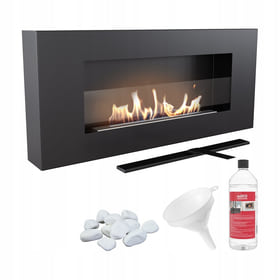 Wall mounted Bioethanol fireplace DELTA FLAT TÜV with glazing set