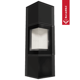 Ατσάλινη Ξυλόσομπα KRATKI TORA/M 8 kW Ø 150 quartz sinter Nero Assoluto αυτοκλειόμενη πόρτα