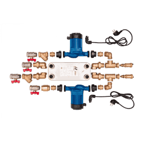 Kit d’échangeur de chaleur à plaques + pompes de circulation + tubes en laiton 15 plaques