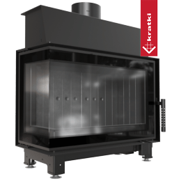 Steel fireplace KRATKI SIMPLE left 6 kW Ø 150 black thermotec