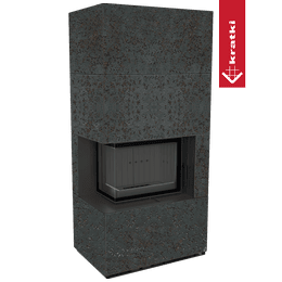 Murspis Kratki FLOKI BOX Ø 160 8 kW Vänster kvartskomposit Oxide Nero med svart beklädnad