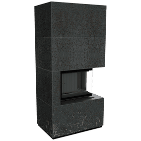 Αρθρωτό τζάκι FLOKI BOX δεξιά 8 kW Ø 160 quartz sinter OXIDE NERO black thermotec