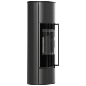 Estufa de leña de acero ERIK Alta Ø 150 5,5 kW revestimiento thermotec negro puerta de cierre automático