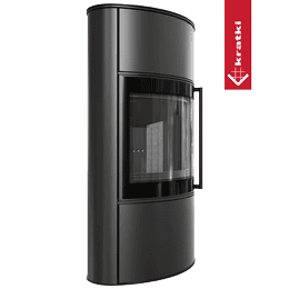 Teräskamina KRATKI BJORN/W Ø 150 8 kW musta thermotec itsesulkeutuva ovi