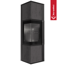 Estufa de leña de acero KRATKI TORA/M 8 kW Ø 150 sinterizado de cuarzo NATURALI PIETRA DI SAVOIA ANTRANCITE BOCCIARDATA thermotec negro