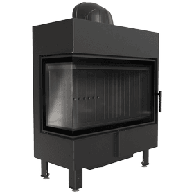 Steel fireplace LUCY left 14 kW Ø 200 black thermotec