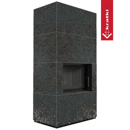 Murspis Kratki FLOKI BOX Ø 160 8 kW kvartskomposit Oxide Nero med svart beklädnad