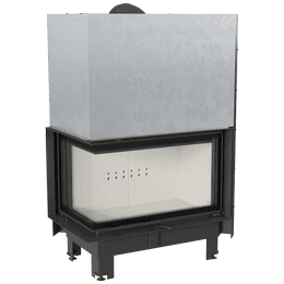 Kamineinsatz aus Stahl KRATKI MBO links 15 kW Ø 200 mit Schiebetür gebogenes Glas